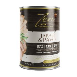 Paté con trozos jabalí y pavo Zen 400g